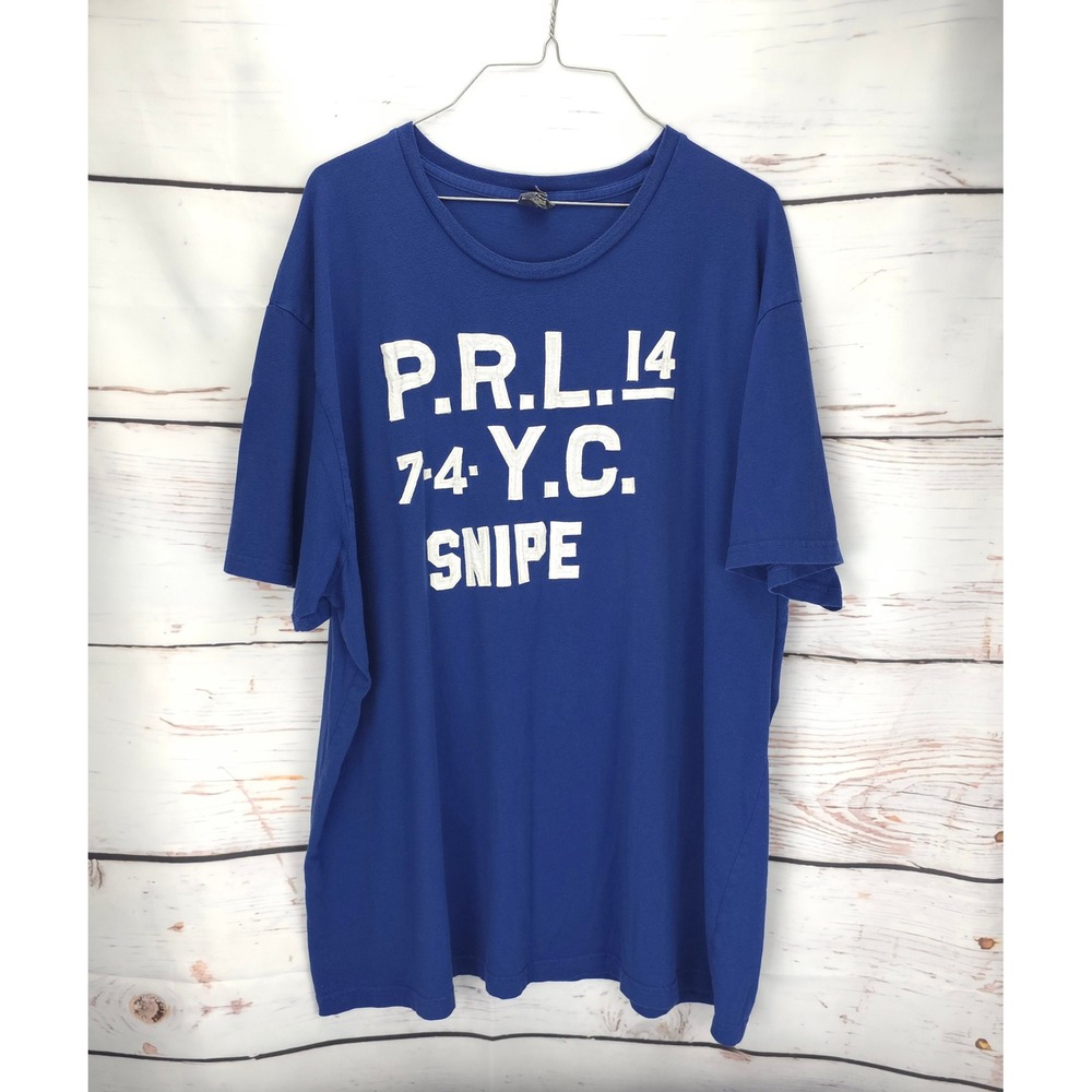 Vintage Y2K Polo Ralph Lauren Mens XXL Blue PRL Snipe‎ Graphic T Shirt Cotton